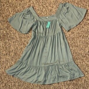 Maurices Teal Flutter Sleeve Blouse